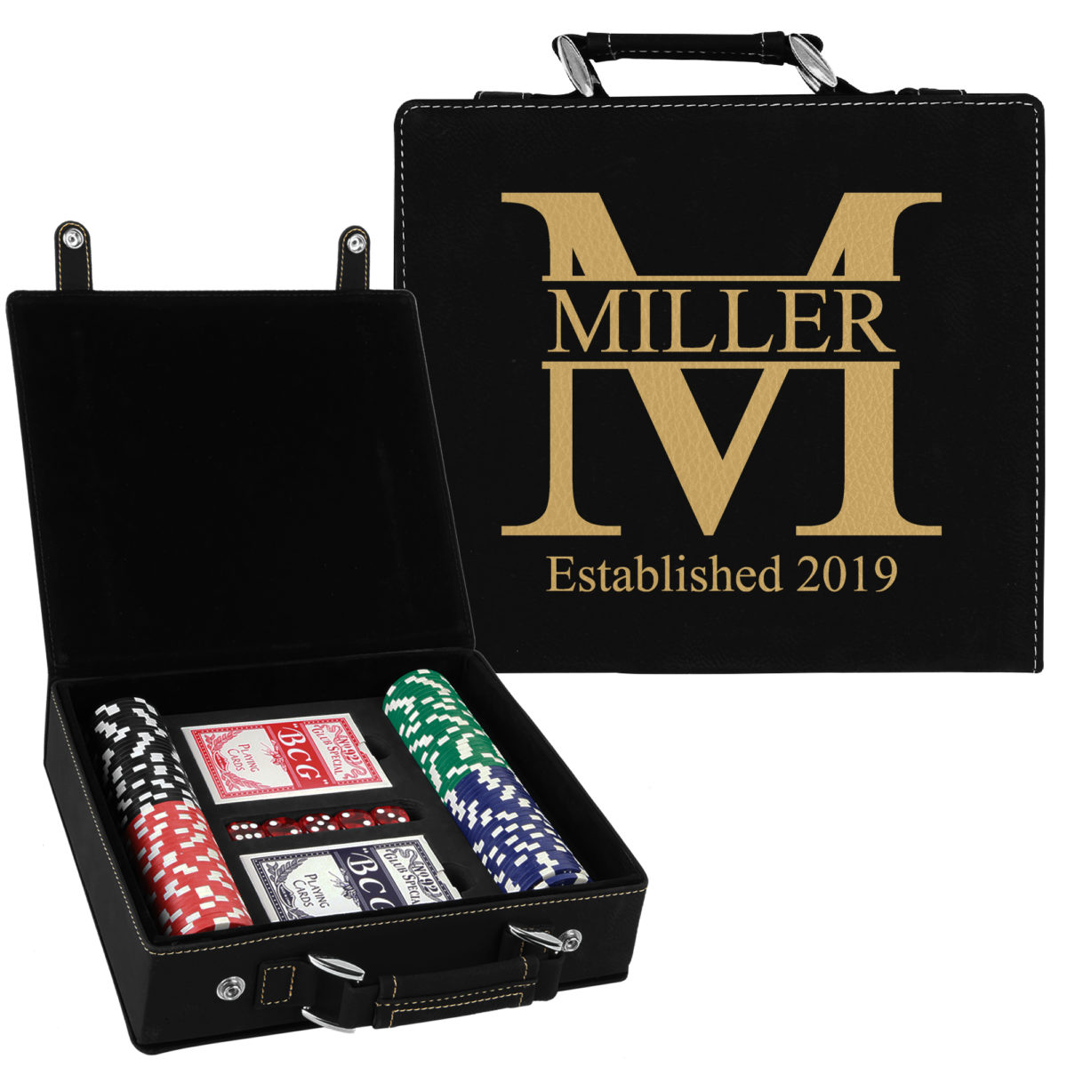 Personalized Monogram Leatherette Poker Chip Set - Image 7