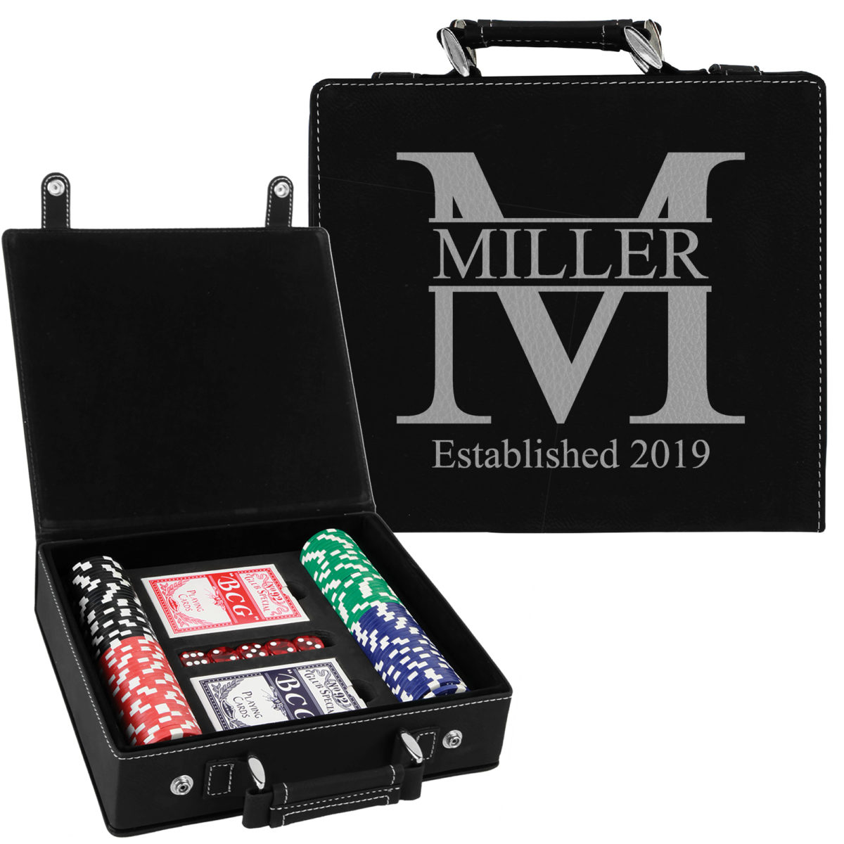 Personalized Monogram Leatherette Poker Chip Set - Image 6