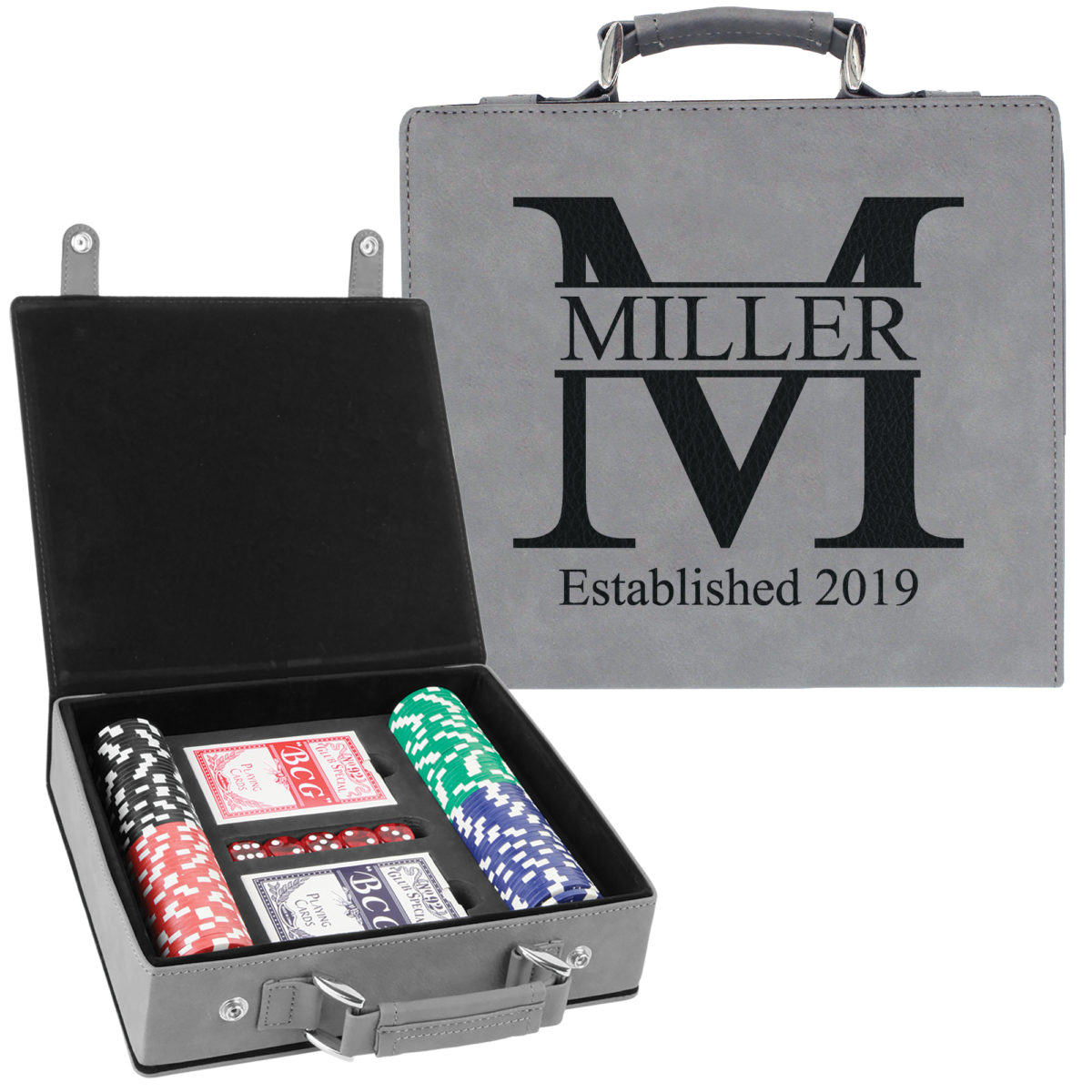 Personalized Monogram Leatherette Poker Chip Set - Image 5