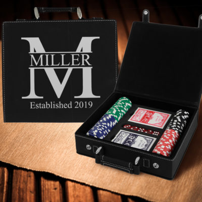 Personalized Monogram Leatherette Poker Chip Set