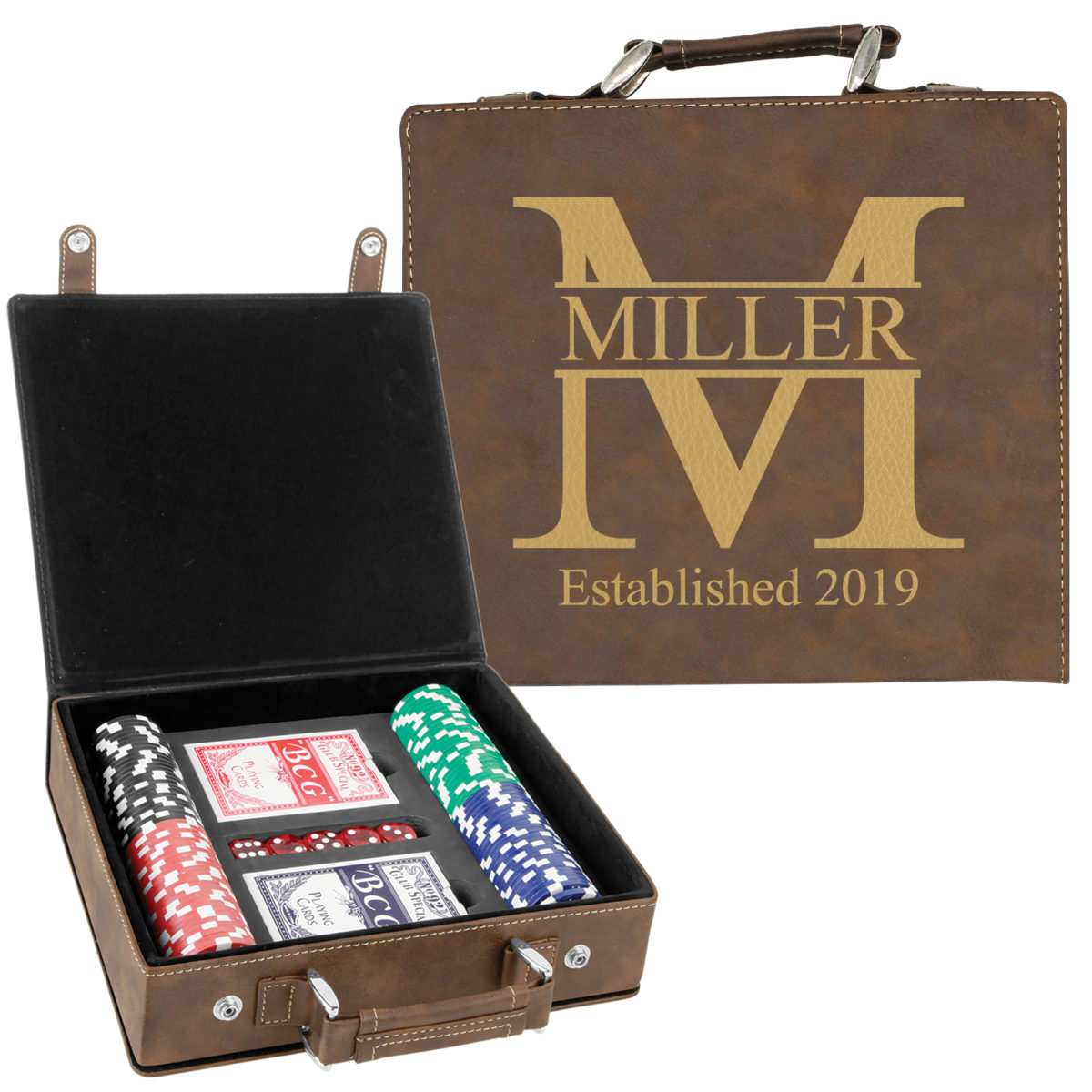 Personalized Monogram Leatherette Poker Chip Set - Image 4