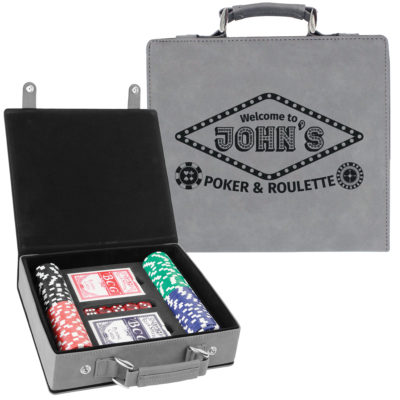 Personalized Casino Leatherette Poker Chip Set