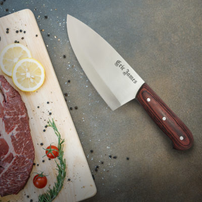 Personalized 10" Butcher Knife w/ Wood Handle