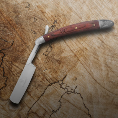 Personalized Line Monogram 10" Straight Edge Razor with Wood Handle