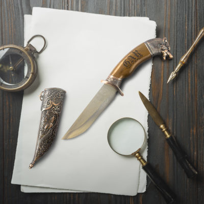 Personalized 12.25" Decorative Dagger Knife Wolf Head