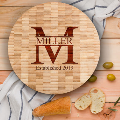 Personalized Round Butcher Block Serving Board