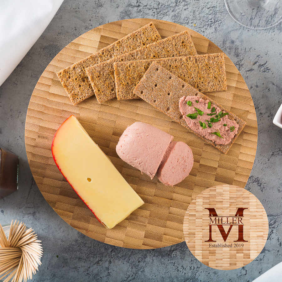 Personalized Round Butcher Block Serving Board - Image 3