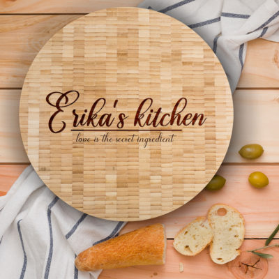 Personalized Bamboo Round Butcher Block Serving Board