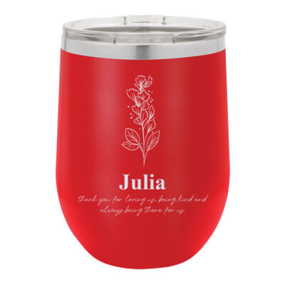 Personalized Flowers 12 oz. Vacuum Insulated Stemless Wine Tumbler