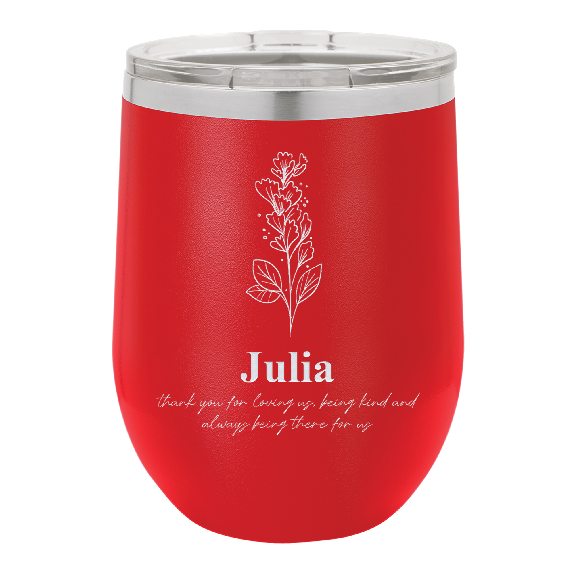 Personalized Flowers 12 oz. Vacuum Insulated Stemless Wine Tumbler