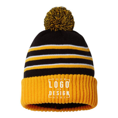 Richardson Stripe Pom Beanie With Cuff