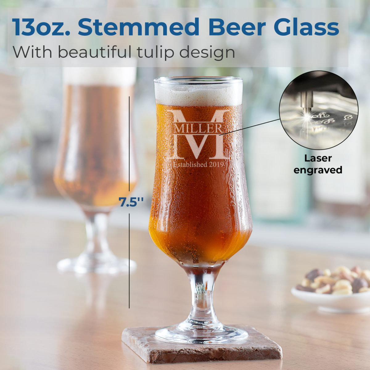 Personalized Monogram 13 oz. Stemmed Cocktail Glass - Image 2