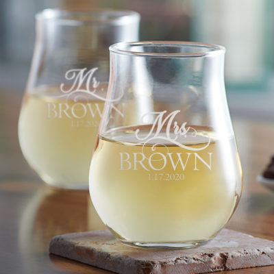 Personalized Wedding 13 oz. Stemless Tulip Glass