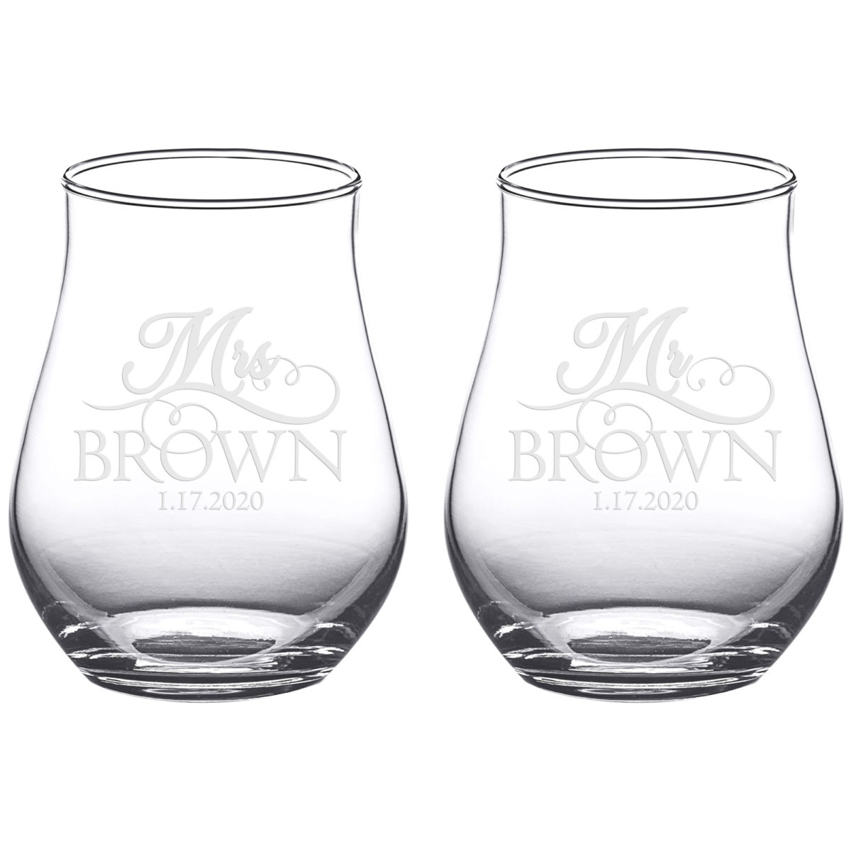 Personalized Wedding 13 oz. Stemless Tulip Glass - Image 5