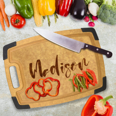 Personalized Composite Wood Cutting Board with Juice Groove and Non Slip Guard