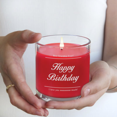 Personalized Label 14 oz. Jar Scented Candle with Wood Lid