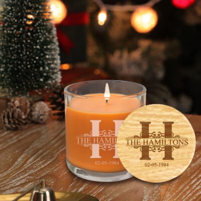 Personalized Royal Monogram 14 oz. Jar Scented Candle with Wood Lid