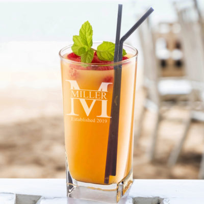 Personalized Monogram 14 oz. Square Highball Glass