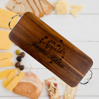 Personalized Acacia Wood Rectangular Display Board - Bon Appetit Design