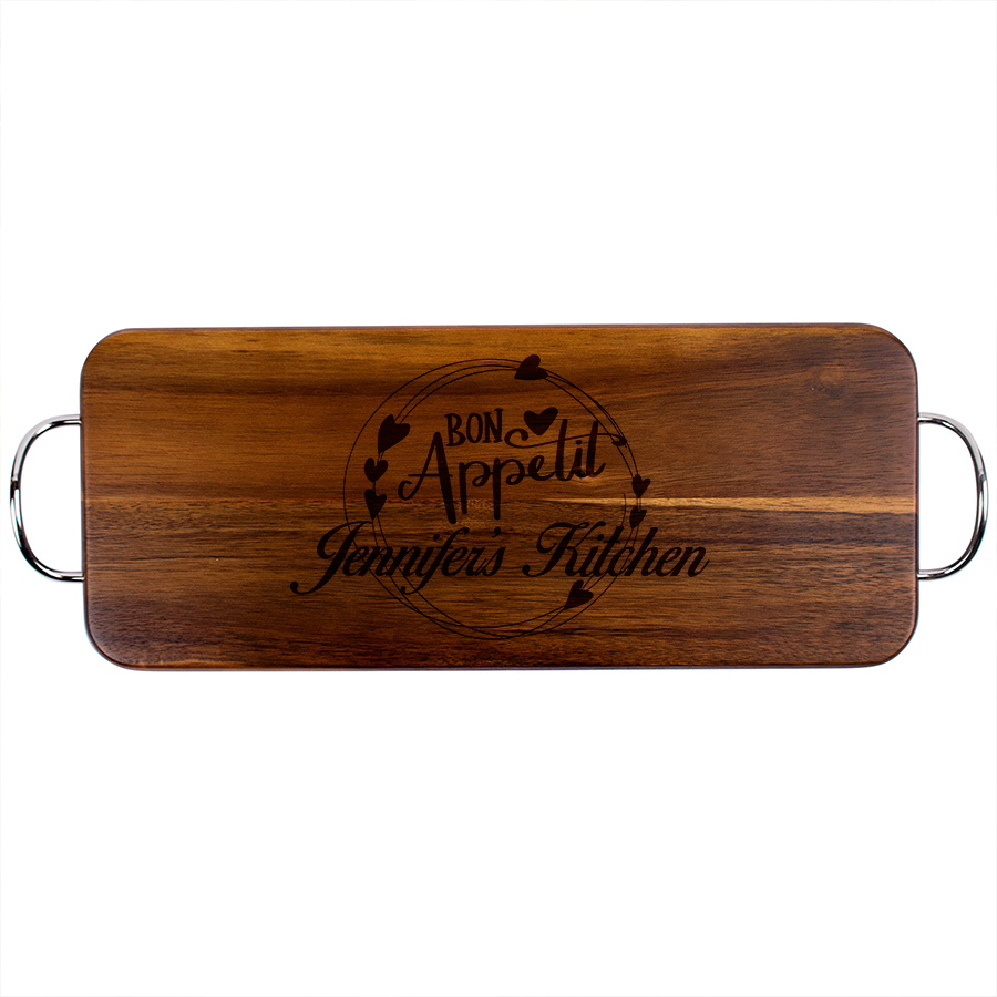 Personalized Acacia Wood Rectangular Display Board - Bon Appetit Design - Image 3