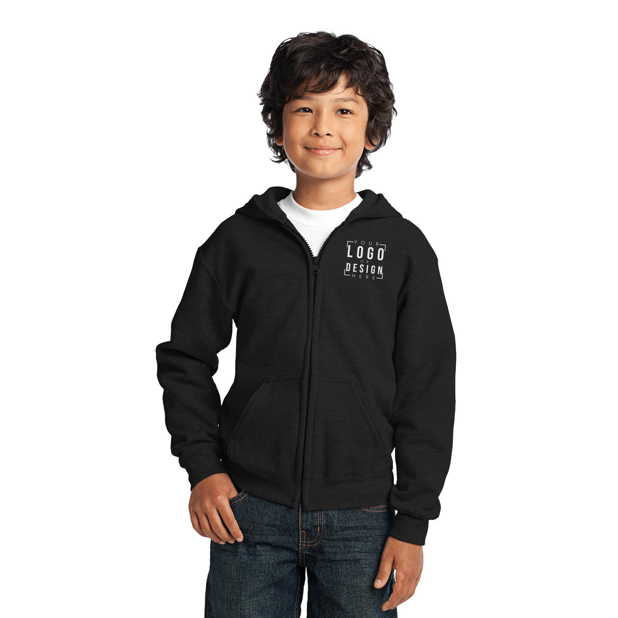 Gildan Youth Heavy Blend Full-Zip Hooded Sweatshirt. Gildan Youth Heavy Blend Full-Zip Hooded Sweatshirt.