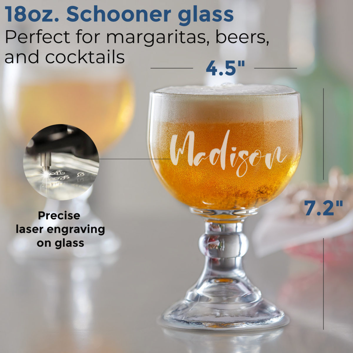 Personalized 18oz. Schooner Beer Glass - Image 3