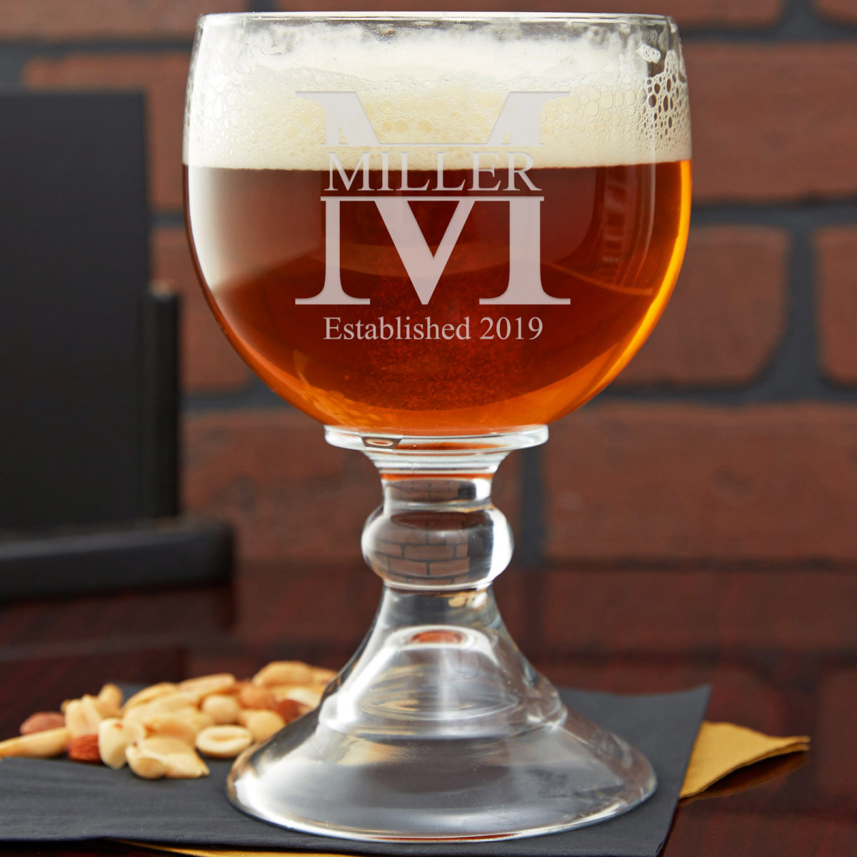 Personalized Monogram 18oz. Schooner Beer Glass