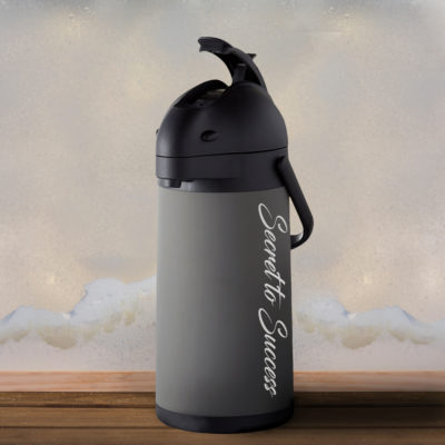 Personalized 2.5 Liter Stainless Steel Lined Matte Gray Airpot with Lever