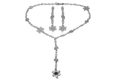 Silver Necklace Set-Flower