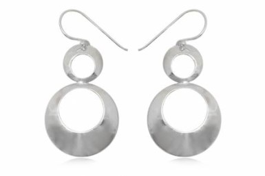 Silver Earrings-Double Cir