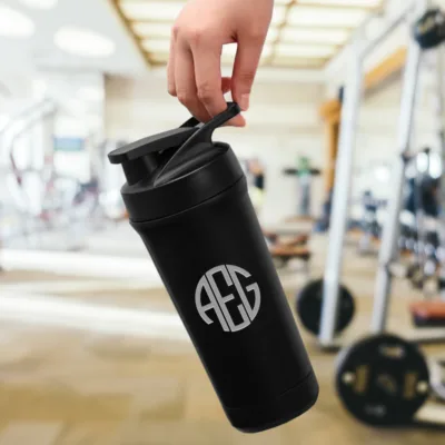 Personalized Round Monogram 27 oz. Stainless Steel Protein Shaker