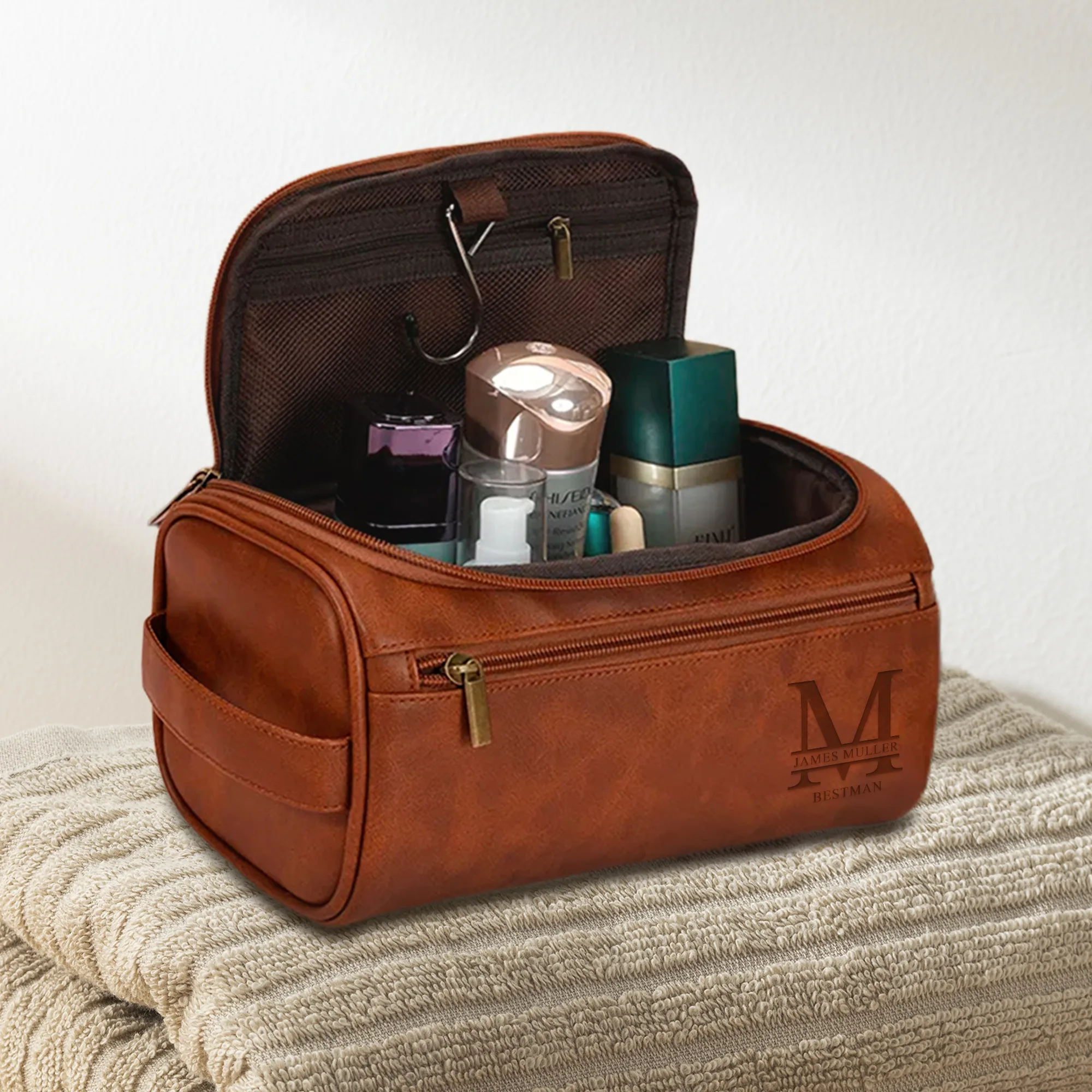 Personalized Split Letter Monogram Travel Toiletry Bag