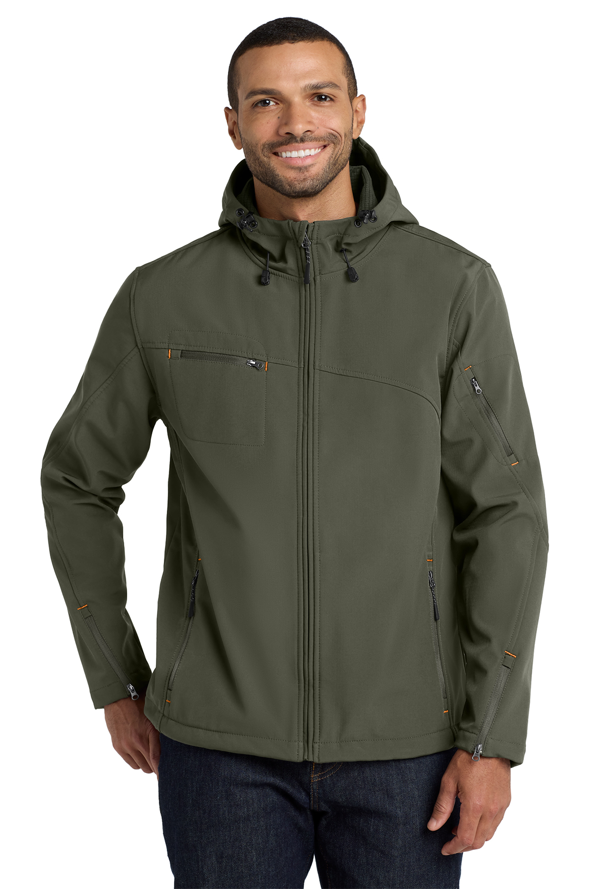 Port Authority Textured Hooded Soft Shell Jacket Port Authority Textured Hooded Soft Shell Jacket