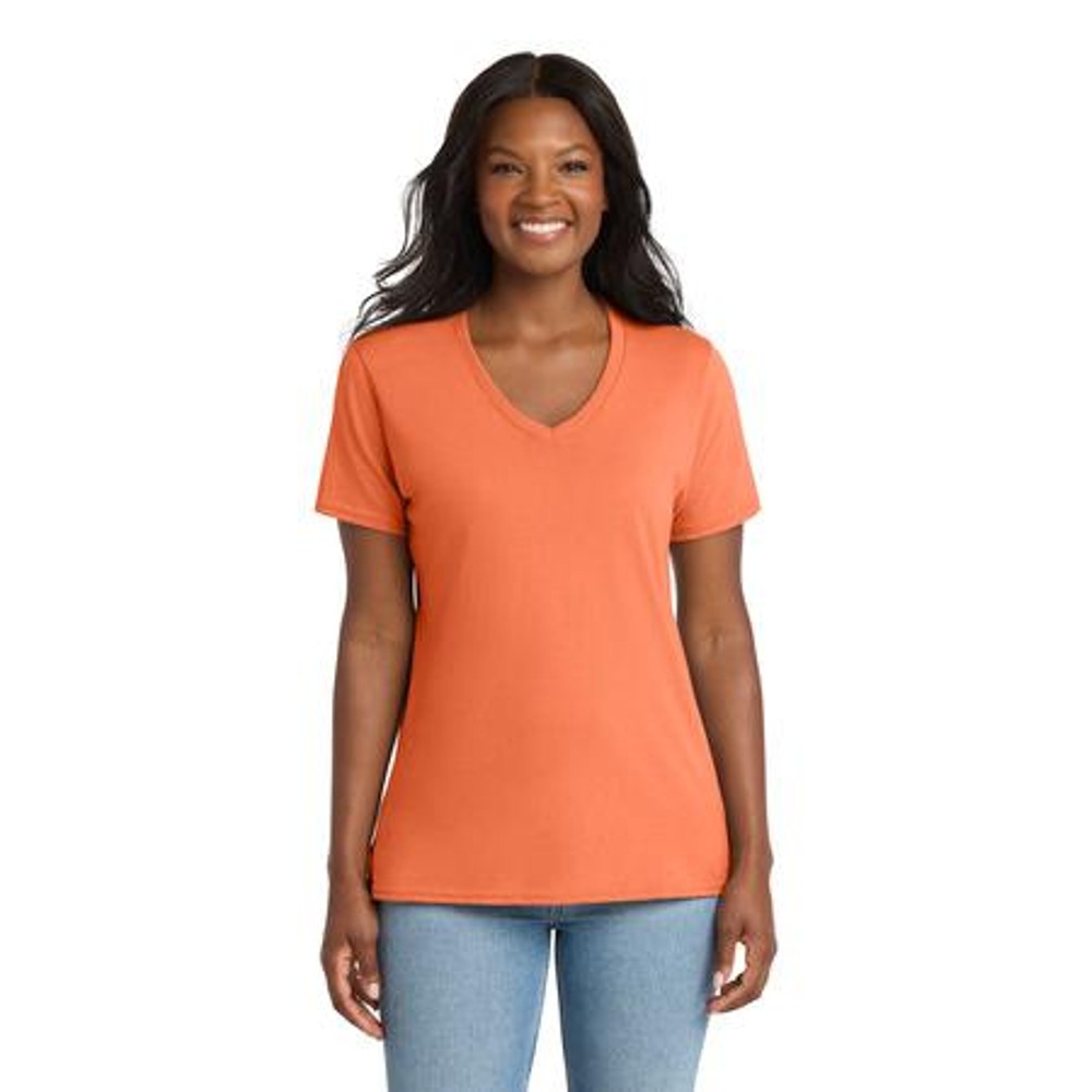 Port & Company Ladies Core Cotton V-Neck Tee — Primary