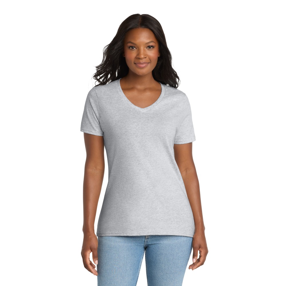 Port & Company Ladies Core Cotton V-Neck Tee — High