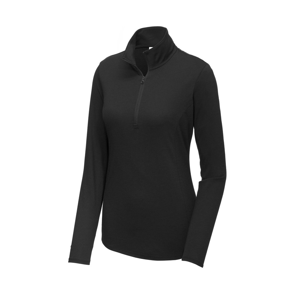 Sport-Tek Ladies PosiCharge Tri-Blend Wicking 1/4-Zip Pullover — Front