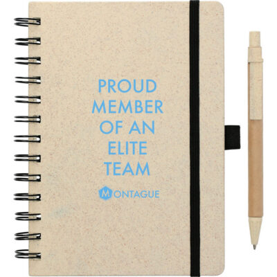FSC® Mix 5" x 7" Wheat Straw Notebook with Pen