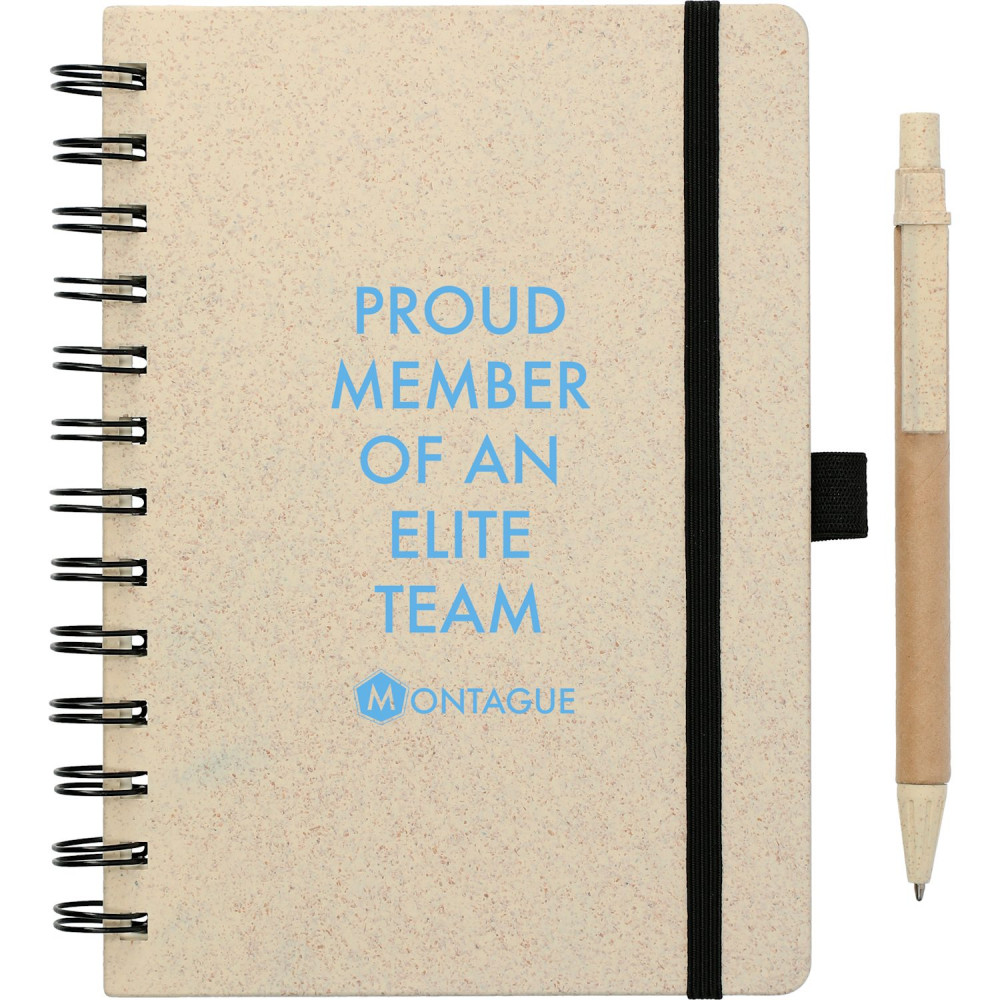 FSC® Mix 5" x 7" Wheat Straw Notebook with Pen