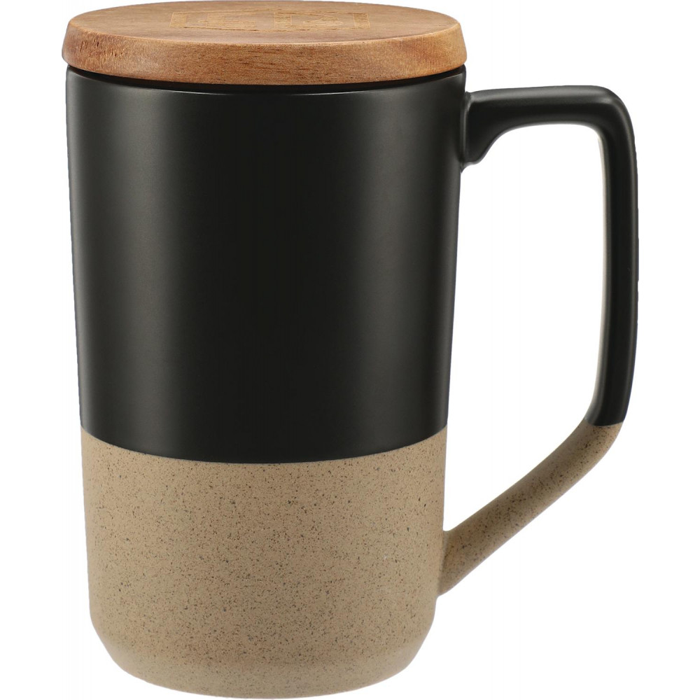 Tahoe Tea & Coffee Ceramic Mug with Wood Lid 16oz Tahoe Tea & Coffee Ceramic Mug with Wood Lid 16oz