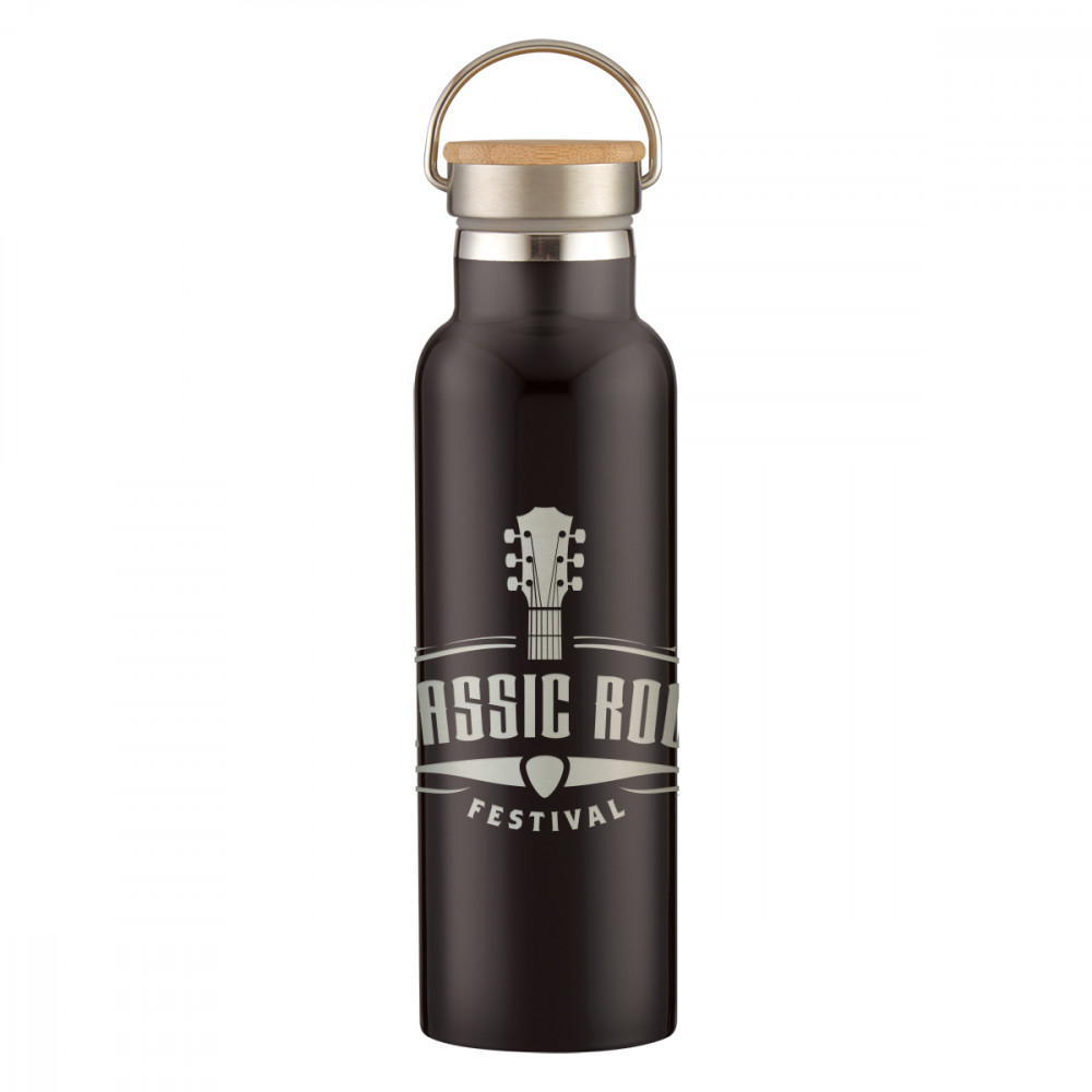 21 Oz. Full Laser Tipton Stainless Steel Bottle With Bamboo Lid 21 Oz. Full Laser Tipton Stainless Steel Bottle With Bamboo Lid