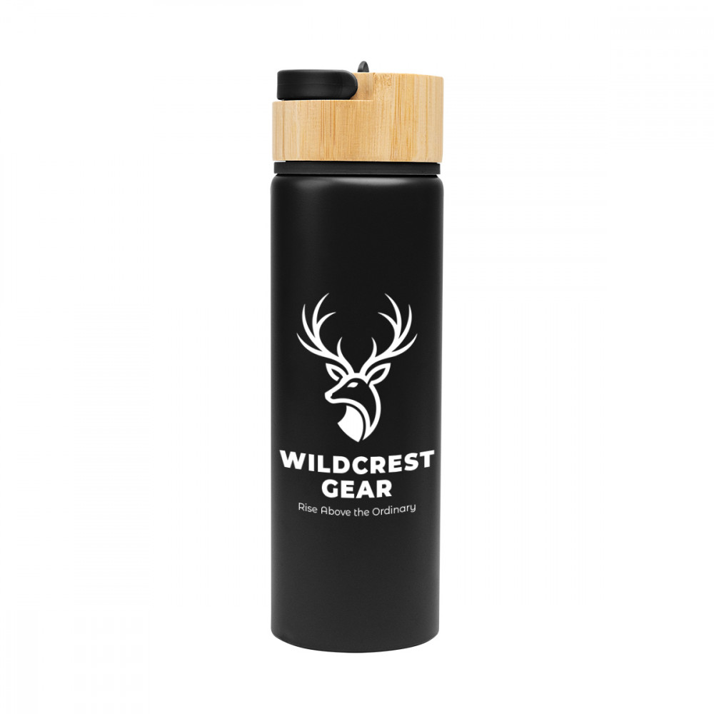 27 Oz. Ellis Recycled Aluminum Bottle With Bamboo Lid 27 Oz. Ellis Recycled Aluminum Bottle With Bamboo Lid