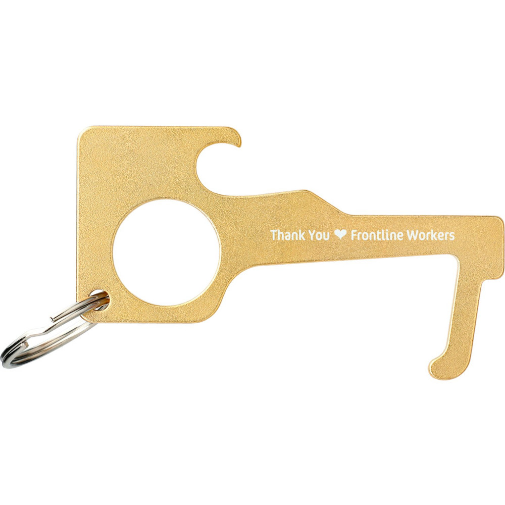 No Contact Keychain Bottle Opener - Brass No Contact Keychain Bottle Opener - Brass