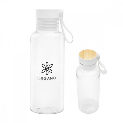 20 Oz. Case rPET Bottle with Bamboo Accent Lid and Silicone Easy Carry Handle
