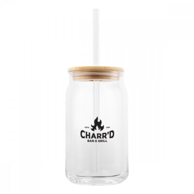 17 Oz. Soda Lime Glass Can With Bamboo Lid