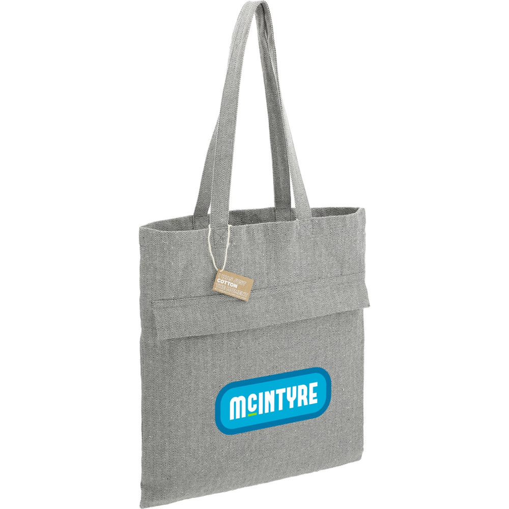Recycled Cotton Herringbone Tote w/Zip Pocket