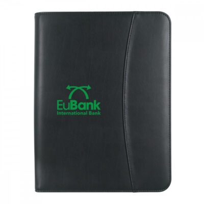 Leather Look 8 ½" x 11" Zippered Portfolio With Calculator