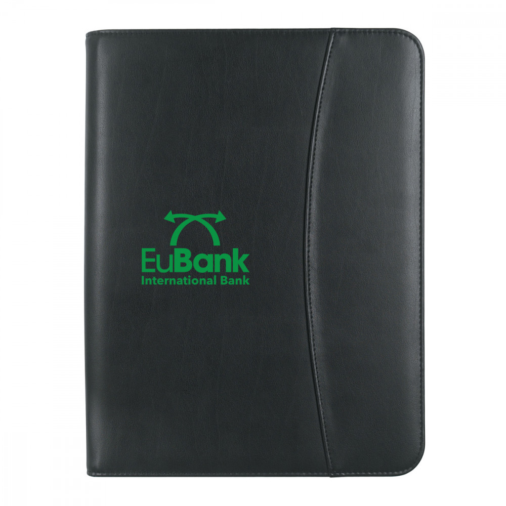 Leather Look 8 ½" x 11" Zippered Portfolio With Calculator
