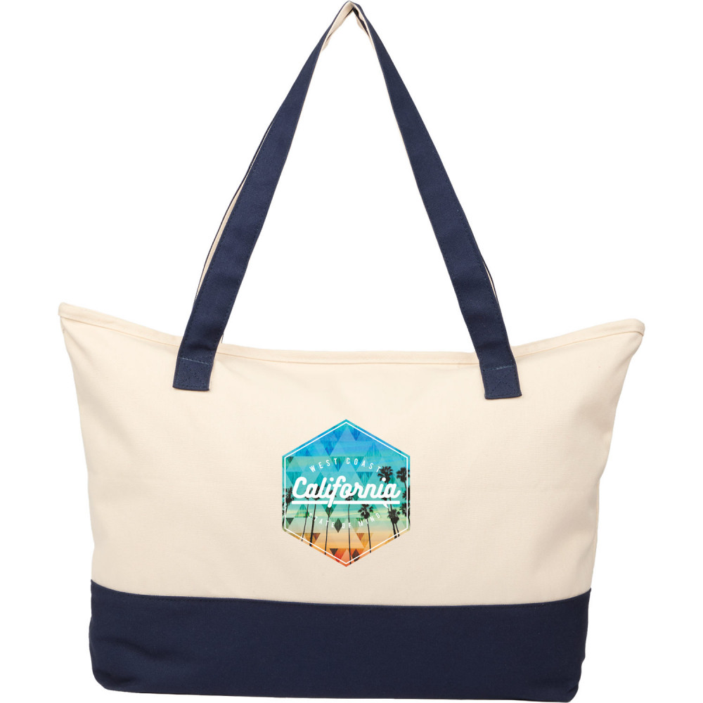 Color Accent 12oz Recycled Cotton Zippered Tote