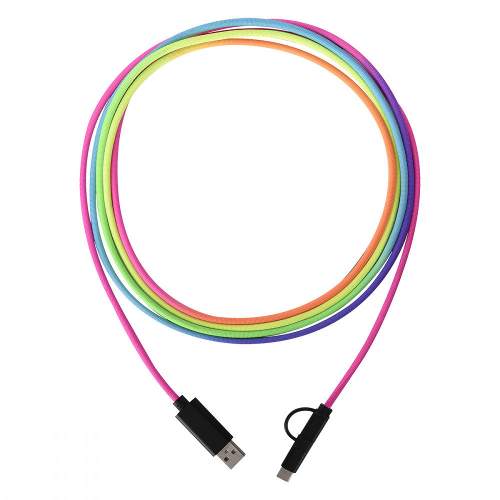 3-In-1 10 Ft. Rainbow Braided Charging Cable 3-In-1 10 Ft. Rainbow Braided Charging Cable