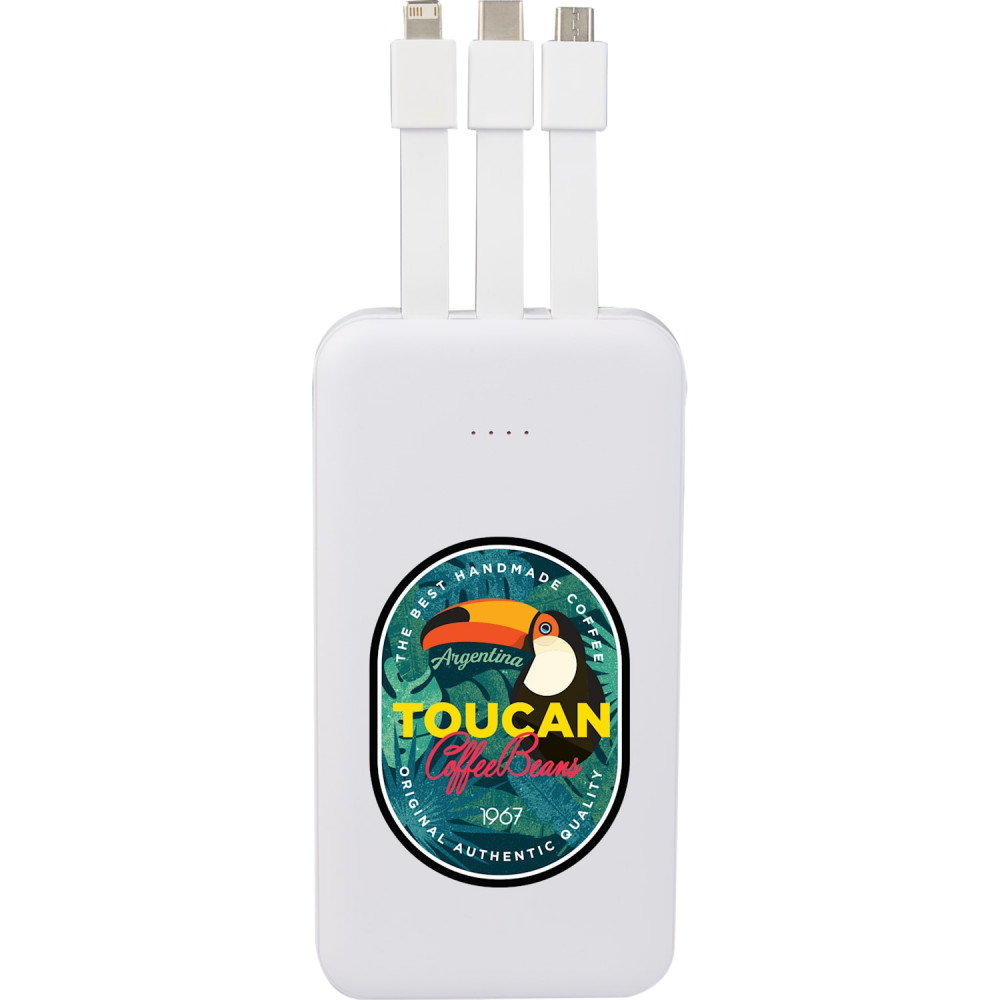 UL Listed 5,000 mAh Power Bank with Multi-Cables UL Listed 5,000 mAh Power Bank with Multi-Cables